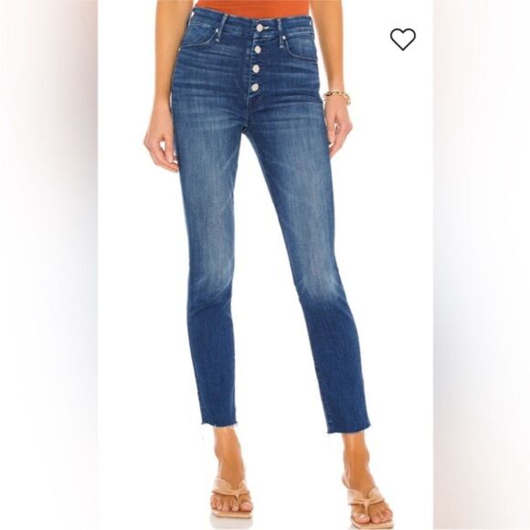 MOTHER The Insider Ankle Fray Button Fly Jeans Beyond the sky Size 26 - Picture 2 of 13